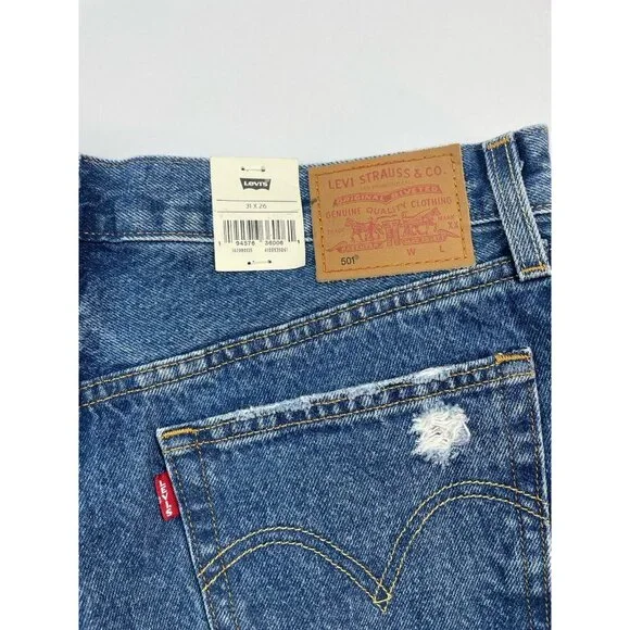 Levi's Premium 501 Original Cropped Women's Sz 31x26 Button Fly Distressed Jeans - Picture 16 of 16
